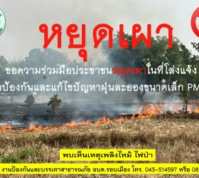 รณรงค์งดการเผาในที่โล่งแจ้ง เพื่อป้องกันและแก้ไขปัญหาฝุ่นละอองขนาดเล็ก PM 2.5