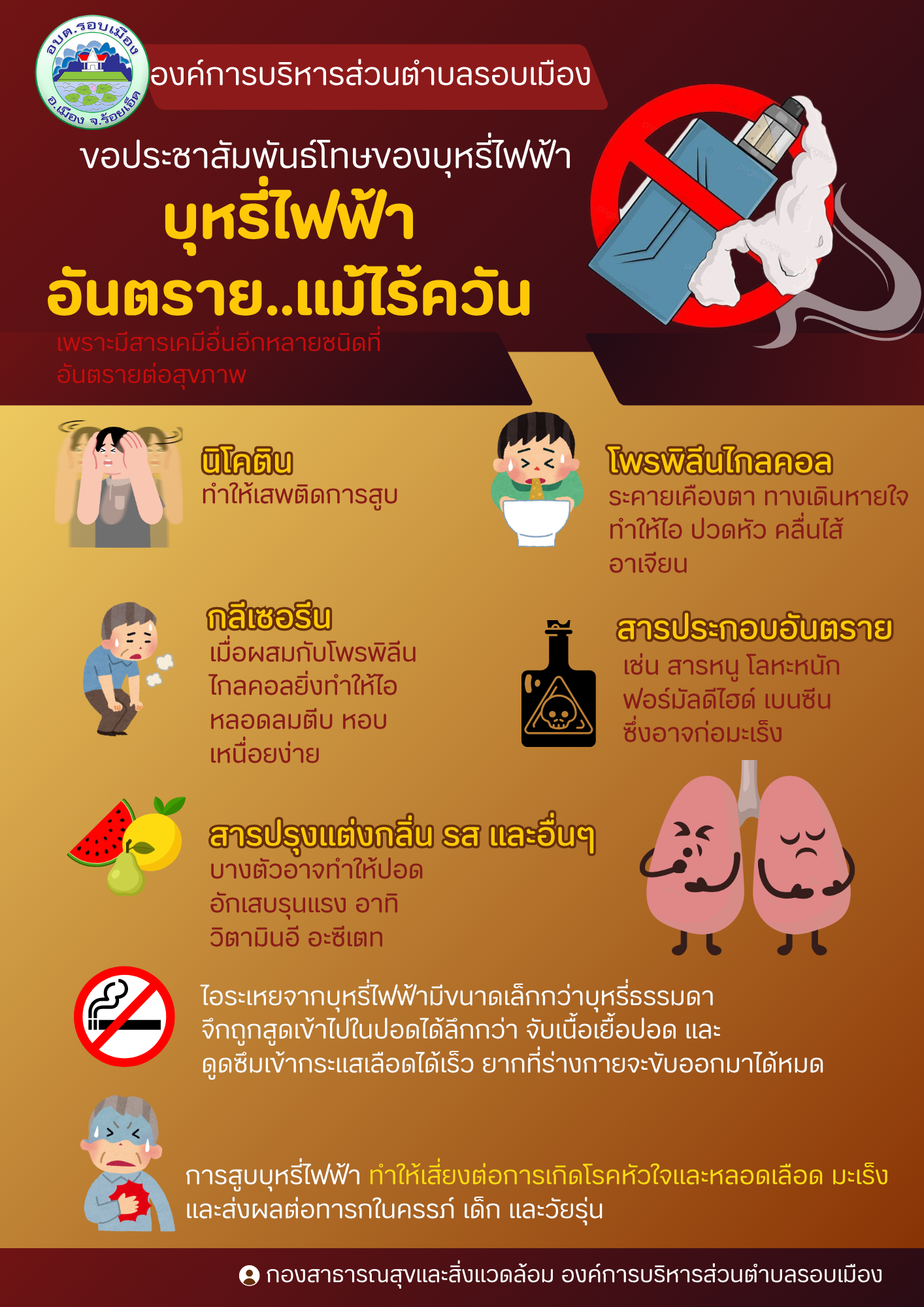 ประชาสัมพันธ์โทษของบุหรีไฟฟ้า