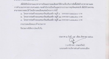 ประกาศราคากลางในการดำเนินการ ตามโครงการจ้างเหมาก่อสร้างถนนคอนกรีตเสริมเหล็ก หมู่ที่ 9 , 11 และ 18 จำนวน 3 โครงการ