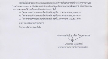 ประกาศราคากลางในการดำเนินการ ตามโครงการจ้างเหมาก่อสร้างถนนคอนกรีตเสริมเหล็ก หมู่ที่ 9 , 16 และ 19 จำนวน 3 โครงการ